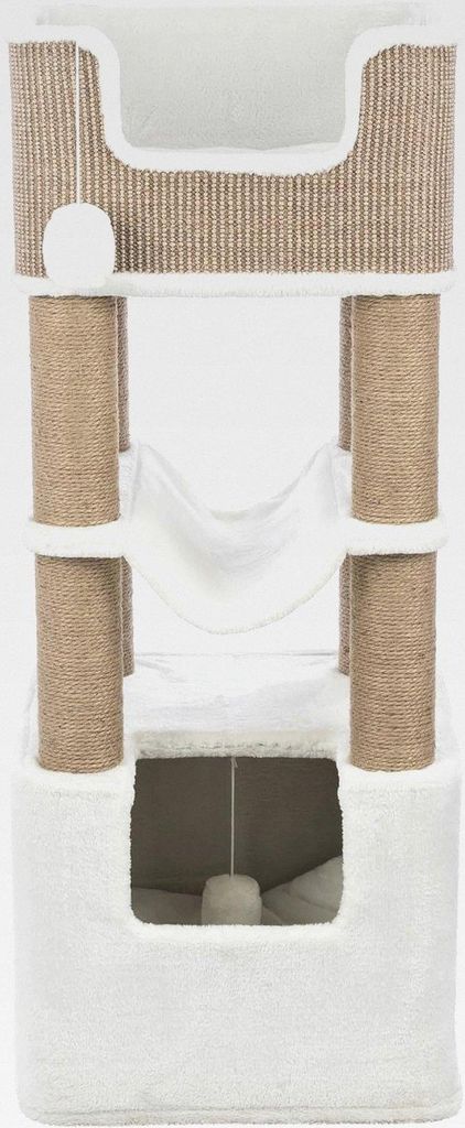 Kratzbaum XXL Lucano 110 cm in weiß/taupe – robuster Katzenbaum für große Katzen mit Spiel- und Entspannungsmöglichkeiten, komfortabel & stab...