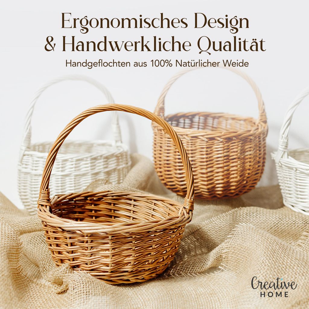 Creative Home Kleiner Weidenkorb mit Griff, Naturfarbe