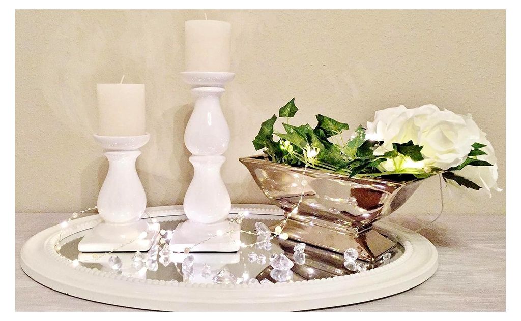 2er-Set Kerzenständer Weiß Keramik Größe 16/25 cm Stumpenkerzenhalter Teelichthalter Deko Ideen
