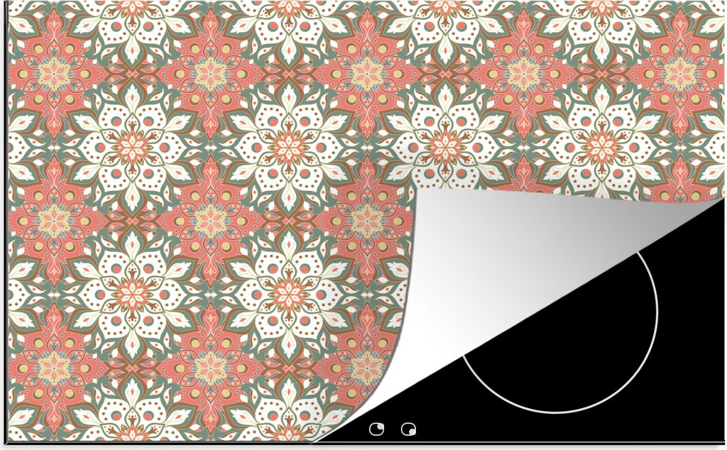 KitchenYeah Herdabdeckplatte Vintage - Blumen - Mandala - Muster , 80x52cm, Küche Deko, Glaskeramikkochfeld Herdabdeckung, Abdeckplatte fùr Koc...