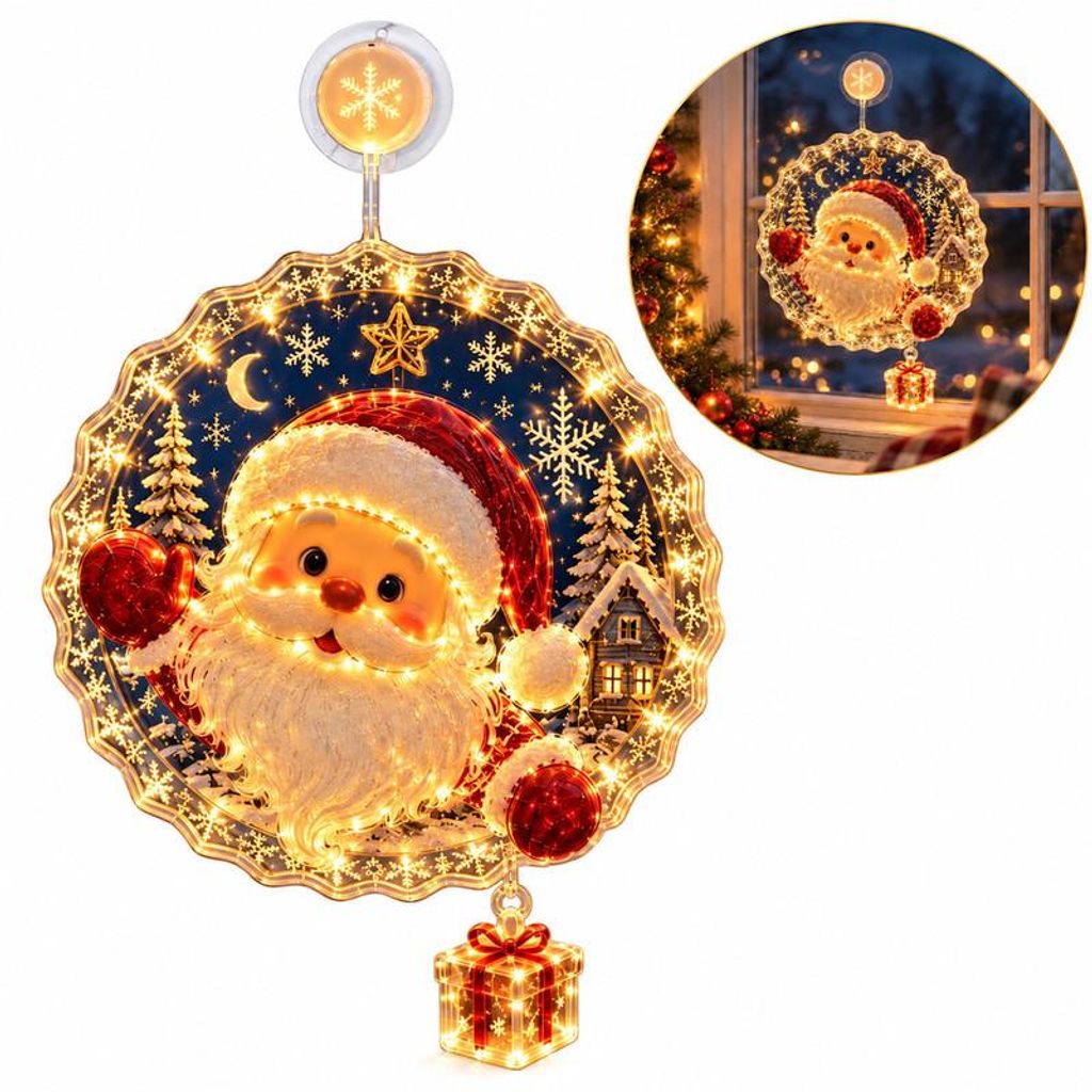 Weihnachtsdekoration, Weihnachts-Fensterlicht mit Saugnapf