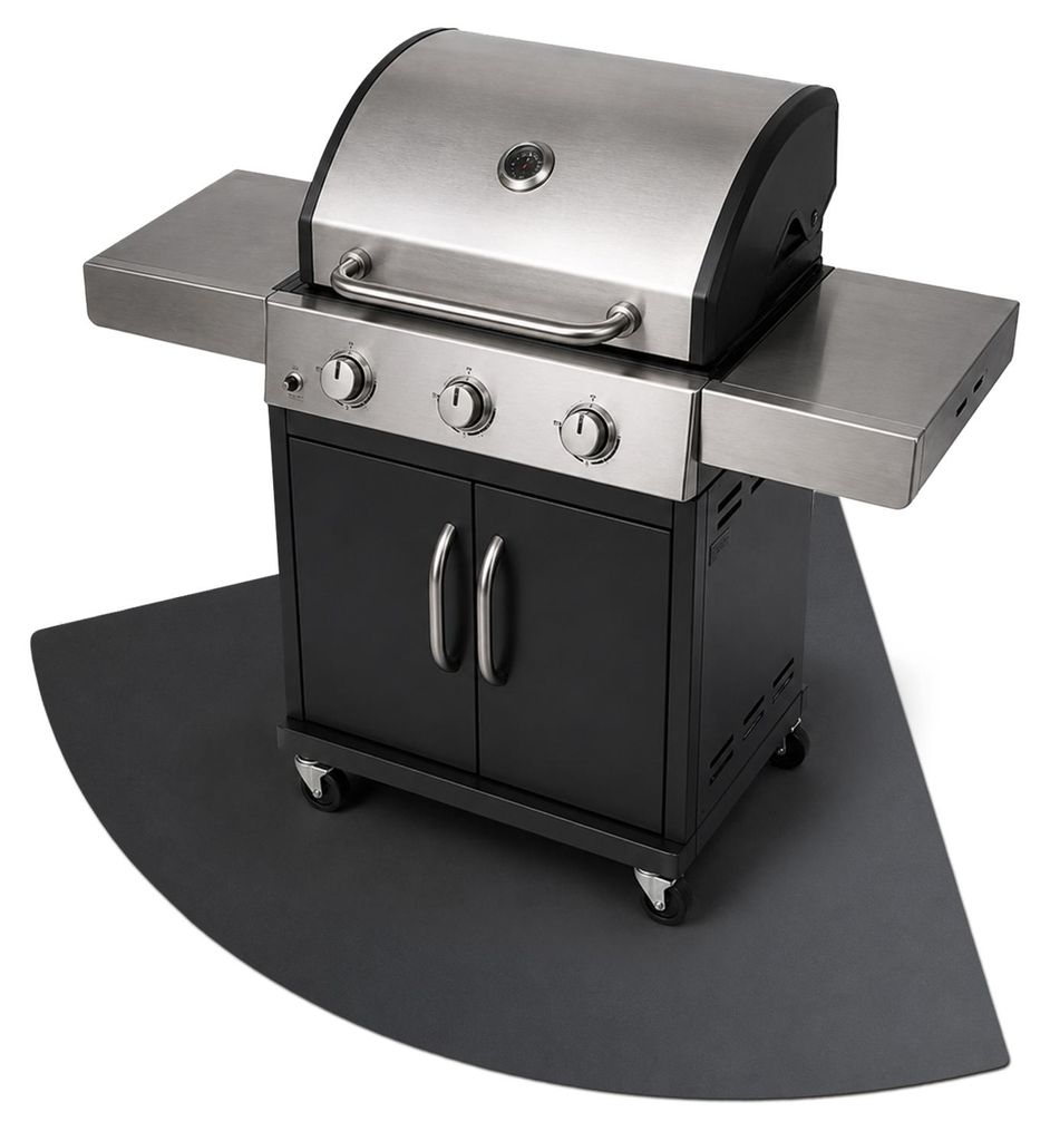 Grill-Unterlage - 100x100 cm - Metall - Schwarz - Feuerfeste Bodenschutzplatte - Hitzeschutzplatte - Outdoor - Terrasse - Grillzubehör