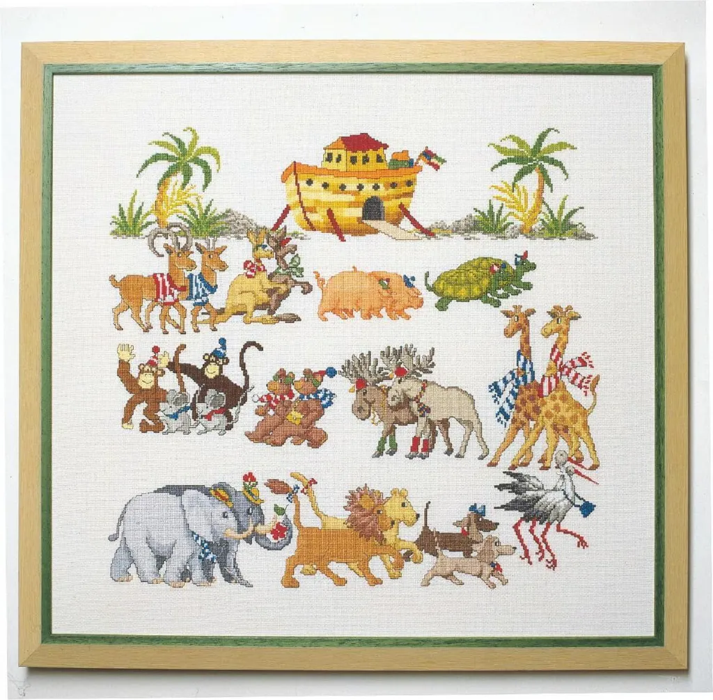 Kit Broderie Point de Croix Compté Arche de Noé Permin 54x50 cm Grand