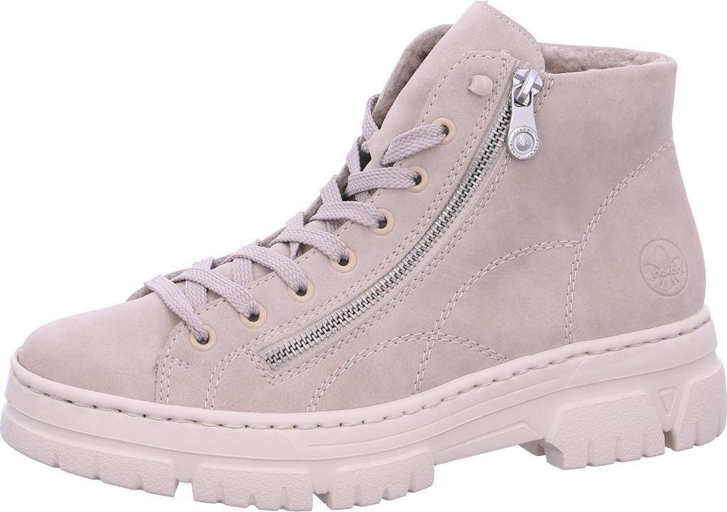 Rieker Damen Schnürboot Ziernähte Stiefelette Reißverschluss Warmfutter Z7410, Größe:41 EU, Farbe:Beige