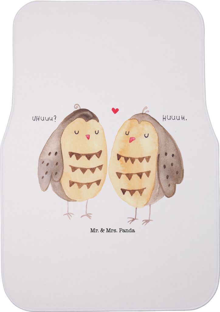 Mr. & Mrs. Panda Fußmatte Auto Eulen Liebe - Weiß - Geschenk, Pärchen, Autoteppich, Eule, Hochzeit Spruch, Freundin, Auto-Fußmatte, Automatte, ...