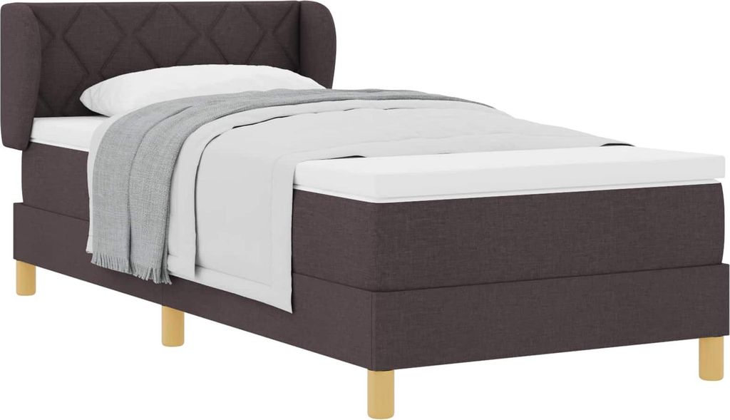 Boxspringbett mit Matratze Dunkelbraun 90 x 200 cm Stoff