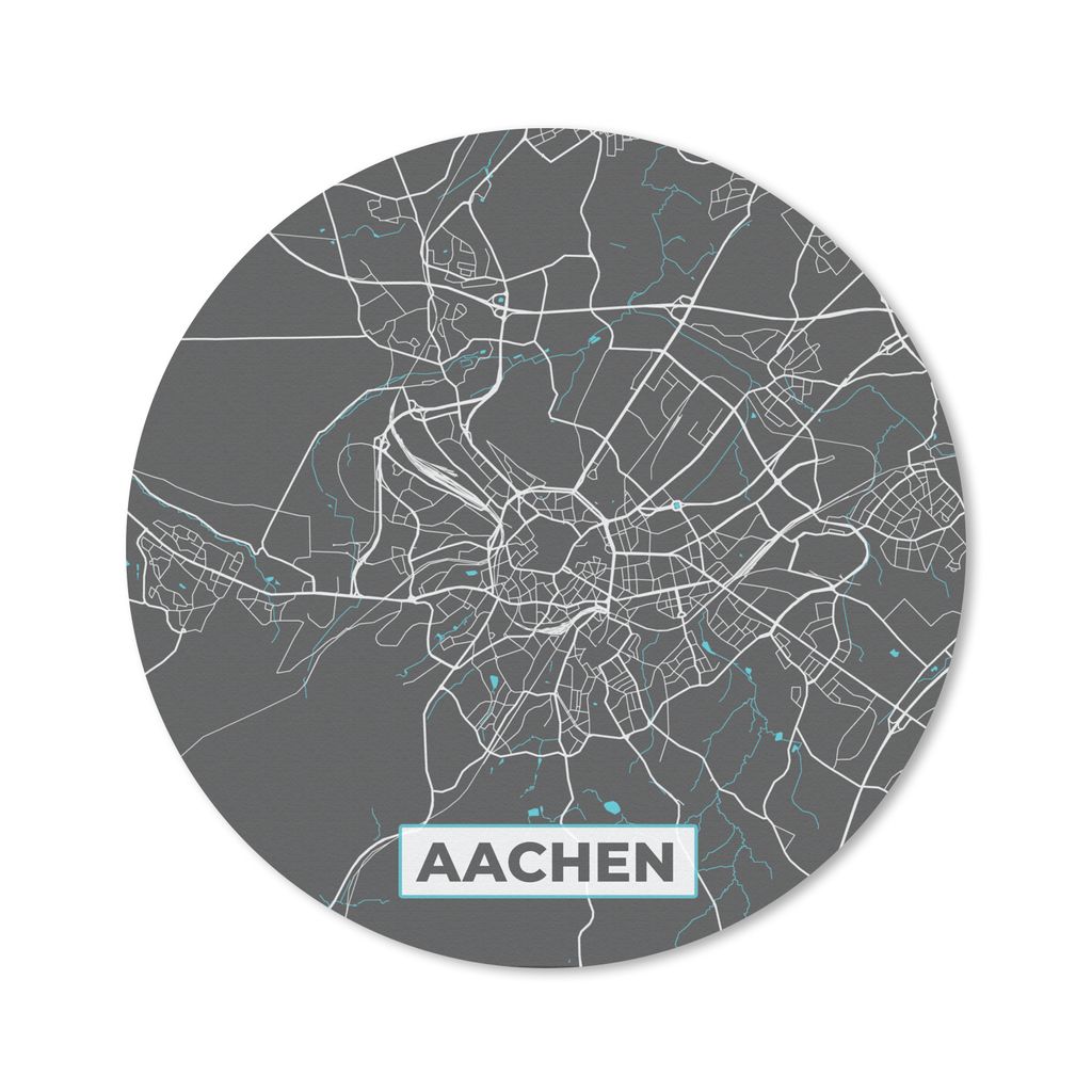 MuchoWow Mauspad Mousepad Blau - Deutschland - Karte - Stadtplan - Aachen 40x40 cm - Mousepads - Maus Mat - Pad - Mausunterlage - Schreibtisch Ac...