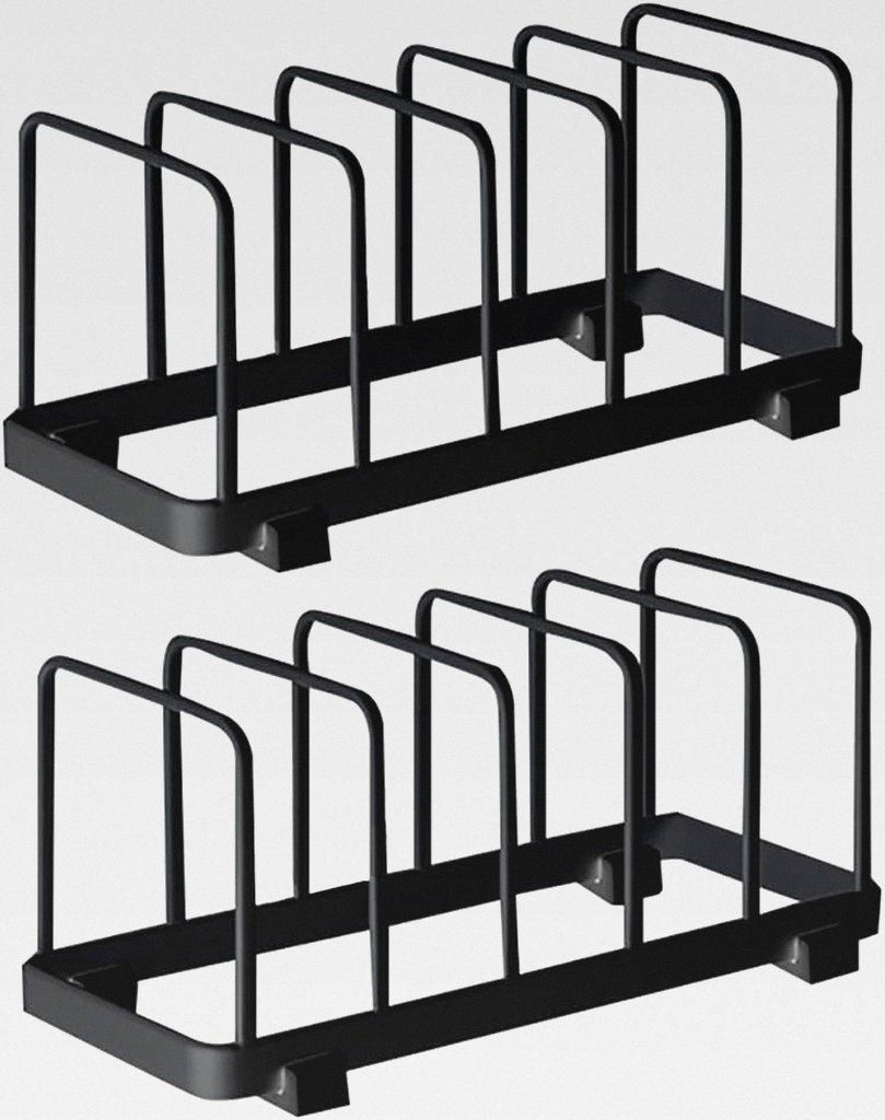 Tellerständer, Tellerhalter für Küchenschrank, Abtropfgestell Geschirr für Backblech und Schneidebrett (Schwarz, 2 Stück)