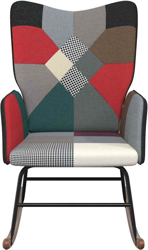 " "Schaukelsessel/Relaxsessel Skandinavisch - Loungesessel Für Wohnzimmer - mit Hocker Patchwork Stoff - 61x78x98 cm NeuMöbel 1988036