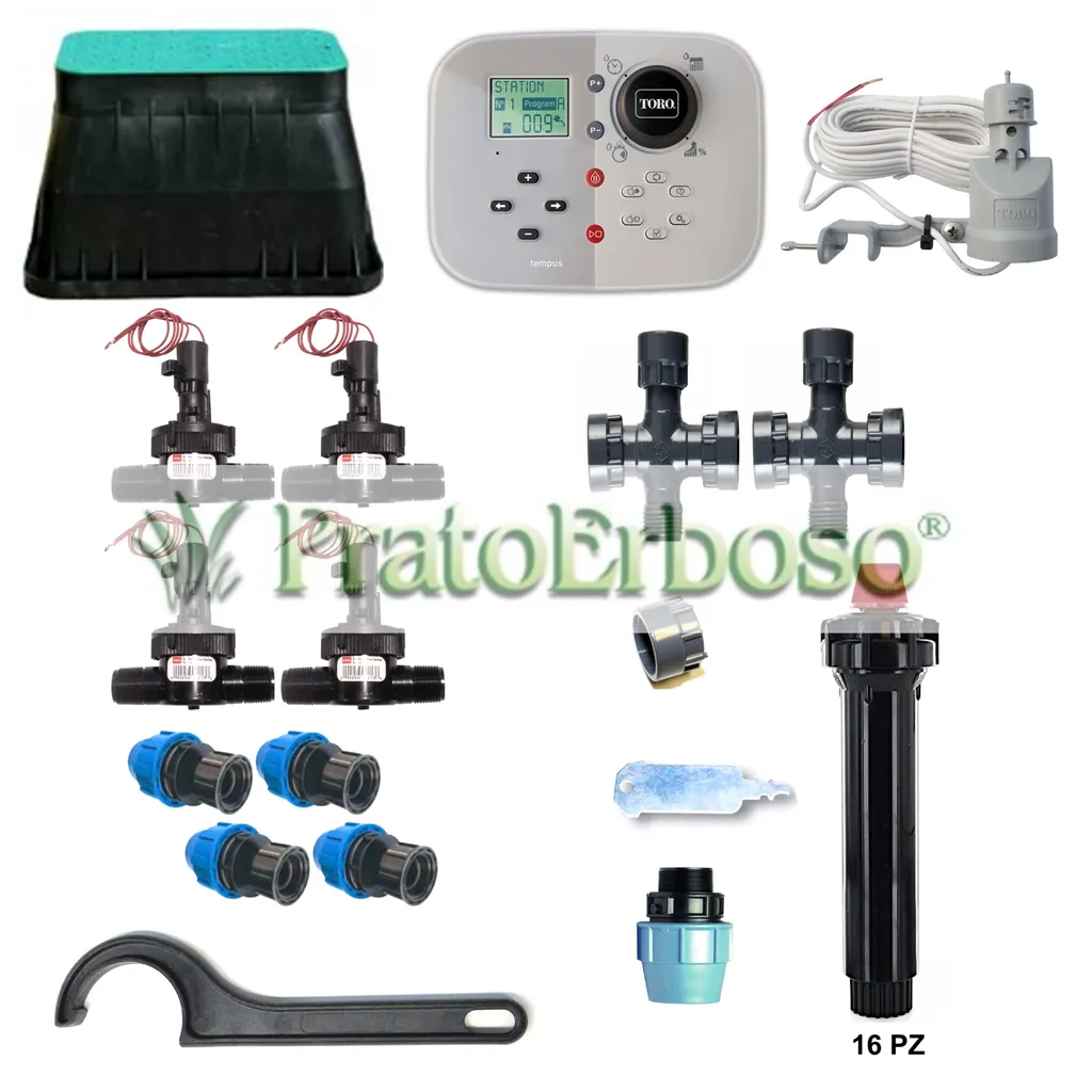 Kit d'irrigation Toro Tempus 4 zones 24V avec électrovannes et arroseurs