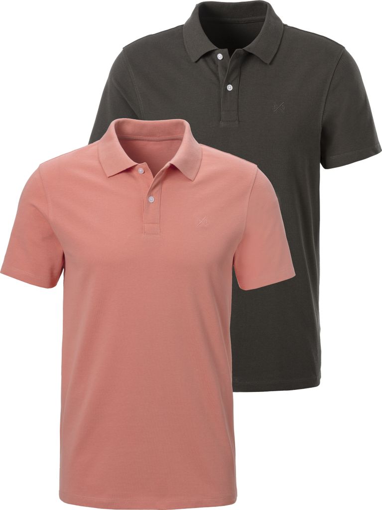 JOHN DEVIN Poloshirt 2 -teilig apricot/dunkelgrau Größe S