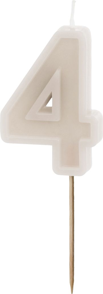Geburtstagskerze Zahl 4, beige, 6 cm Produktbild 