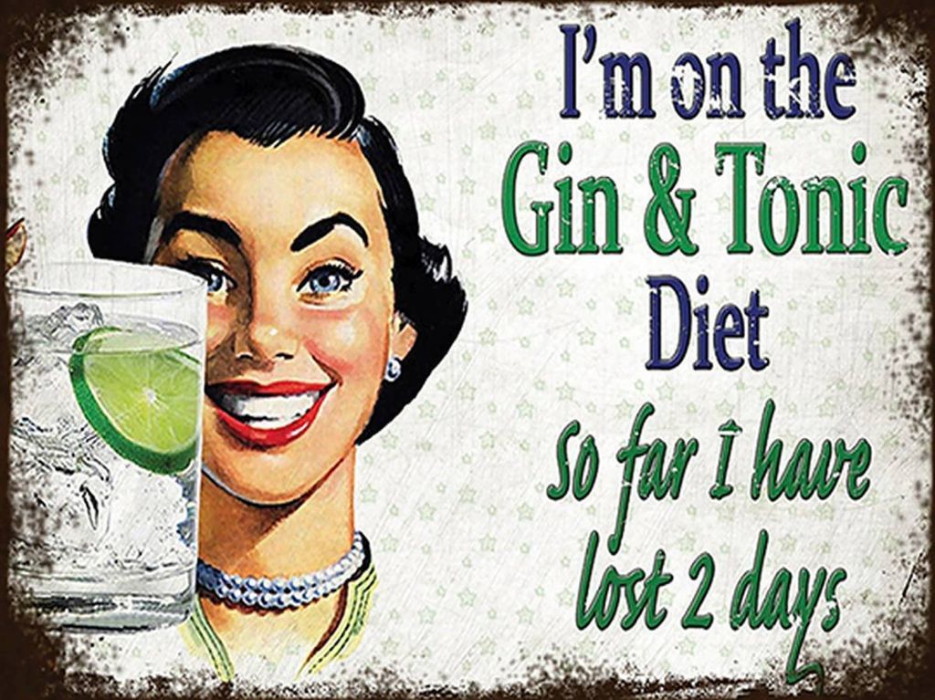 vianmo Holzschild 30x40 cm I ́m on the Gin & Tonic Diet