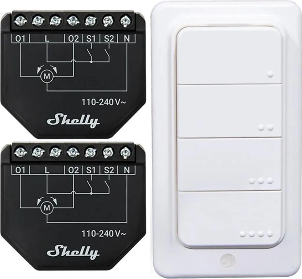 Set of 2 Blind/curtain WiFi controllers Shelly Shutter + BLU RC Button 4