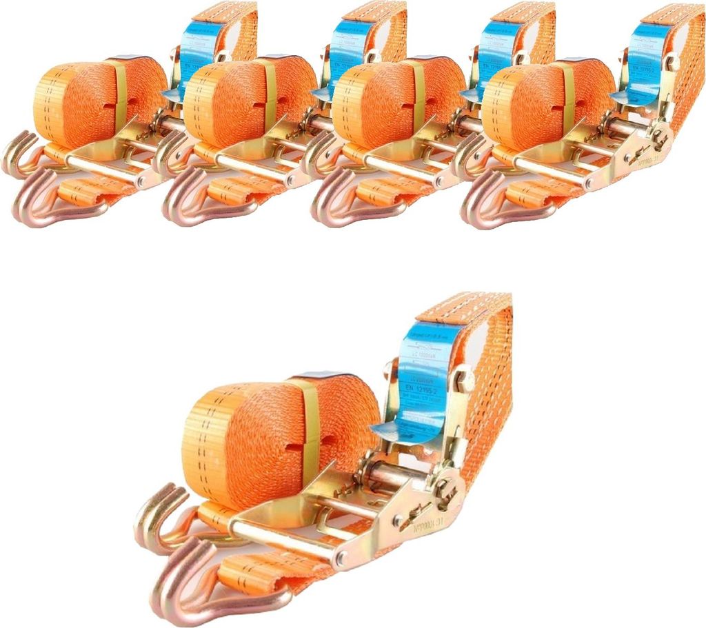 5x Profi Ratschen Spanngurt Spanngurte Zurrgurt 2-tlg 5m 2t 2to 2000kg ORANGE