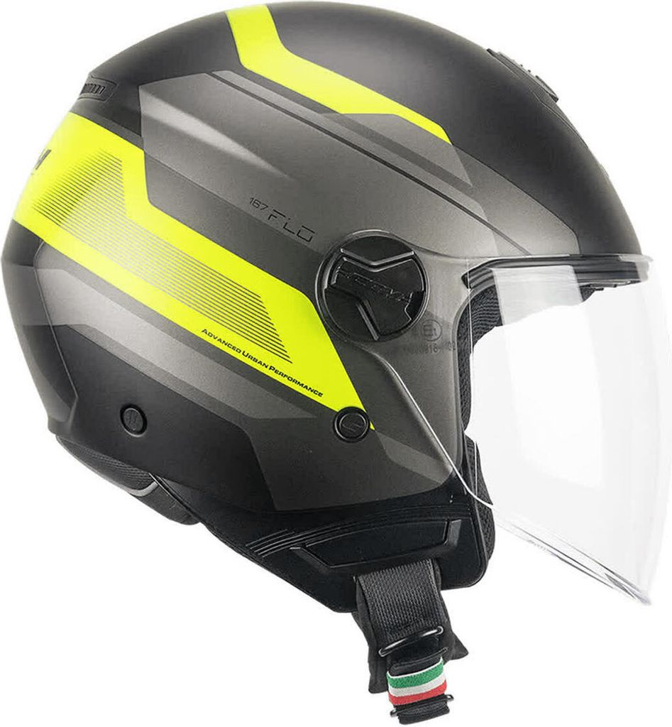Jet Helm CGM 167K FLO City Schwarz Fluo Gelb Matt Langes Visier größe XXS
