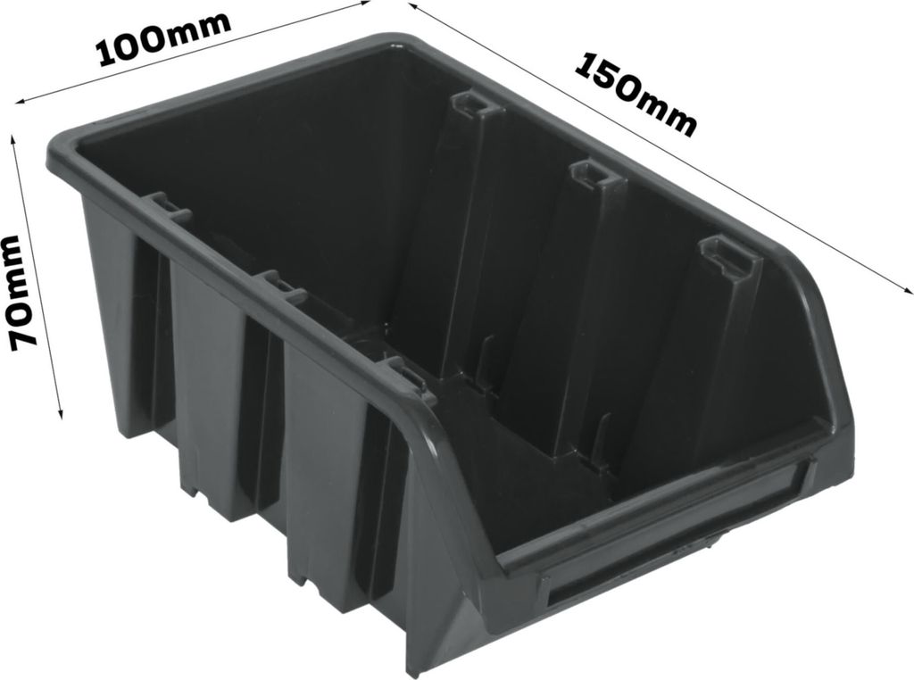 Stapelboxen Set 4 X Wandregal Lagersystem + 26 Boxen Schwarz