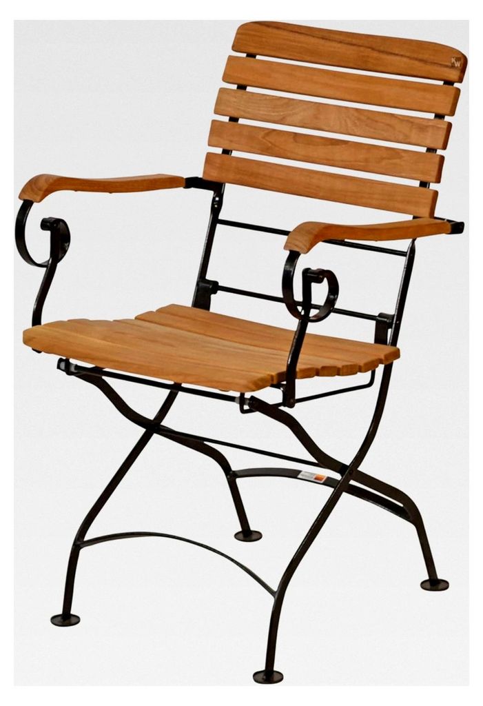 Klappbarer Gartenstuhl aus Teak mit Armlehnen, wetterfest