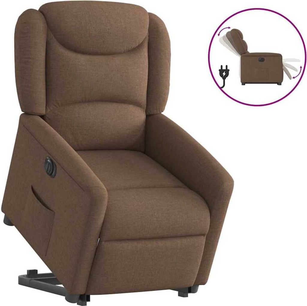Design Relaxsessel mit Aufstehhilfe Elektrisch Braun Stoff, Klassische Sessel Neu