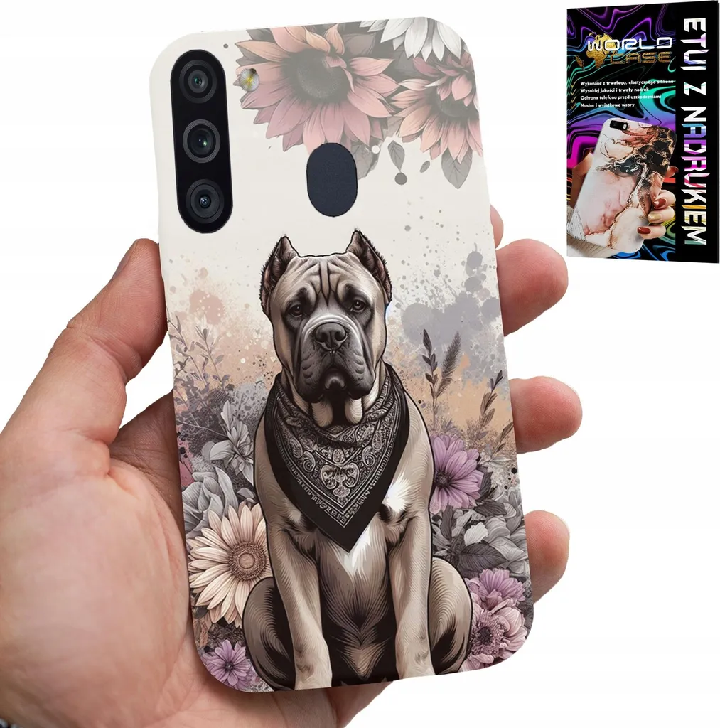 Custodia Samsung Galaxy A21 con Motivi Cani e Pellicola Protettiva
