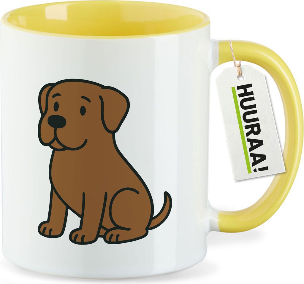 Huuraa Kaffeetasse Boerboel Comic Boeri 330ml Gelb Keramik Kaffeebecher Geschenkidee
