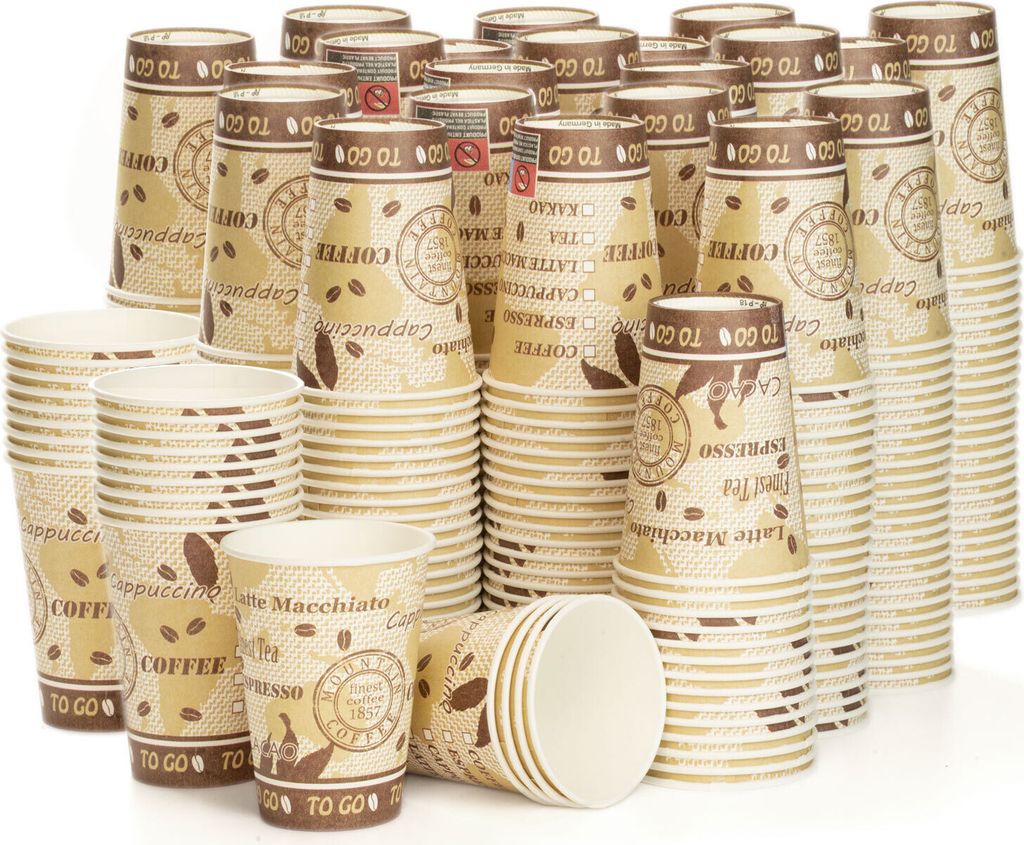 1000x Trinkbecher, Coffee to go Pappbecher, Kaffeebecher mit 180 ml Füllvolumen