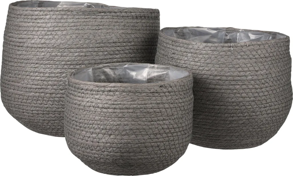 Set de 3 Paniers Jorck Gris en Papier Tressé - Finition Artisanale