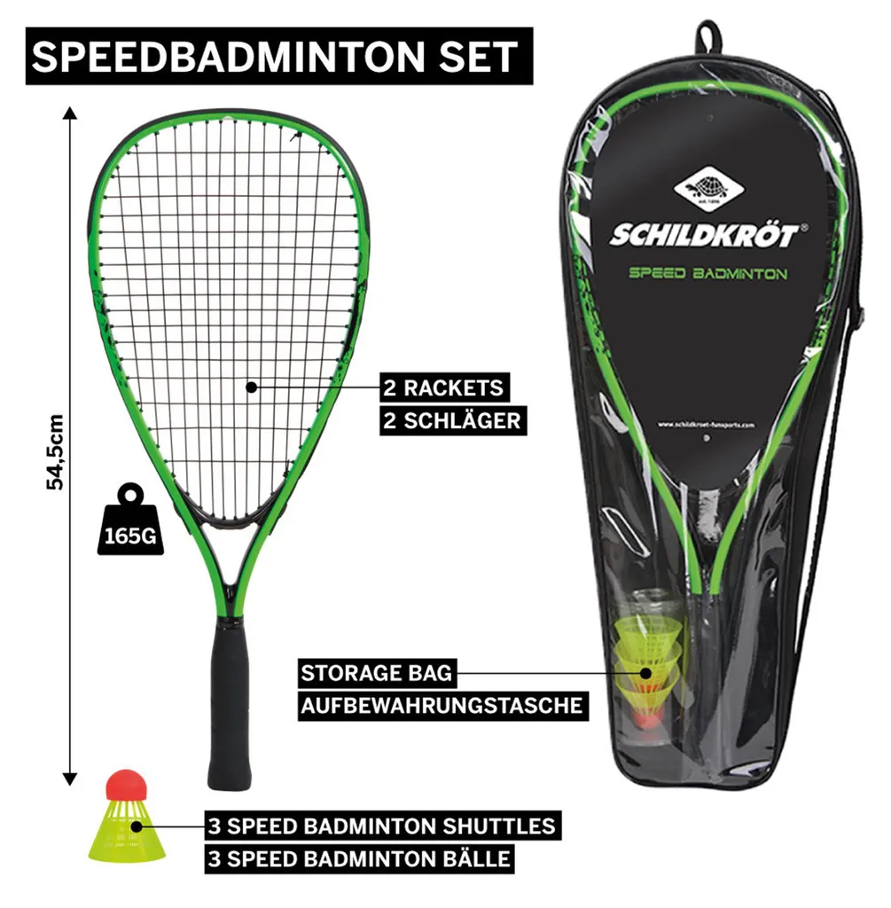 Set speed badminton robuste Schildkröt raquettes alu noir vert - 6