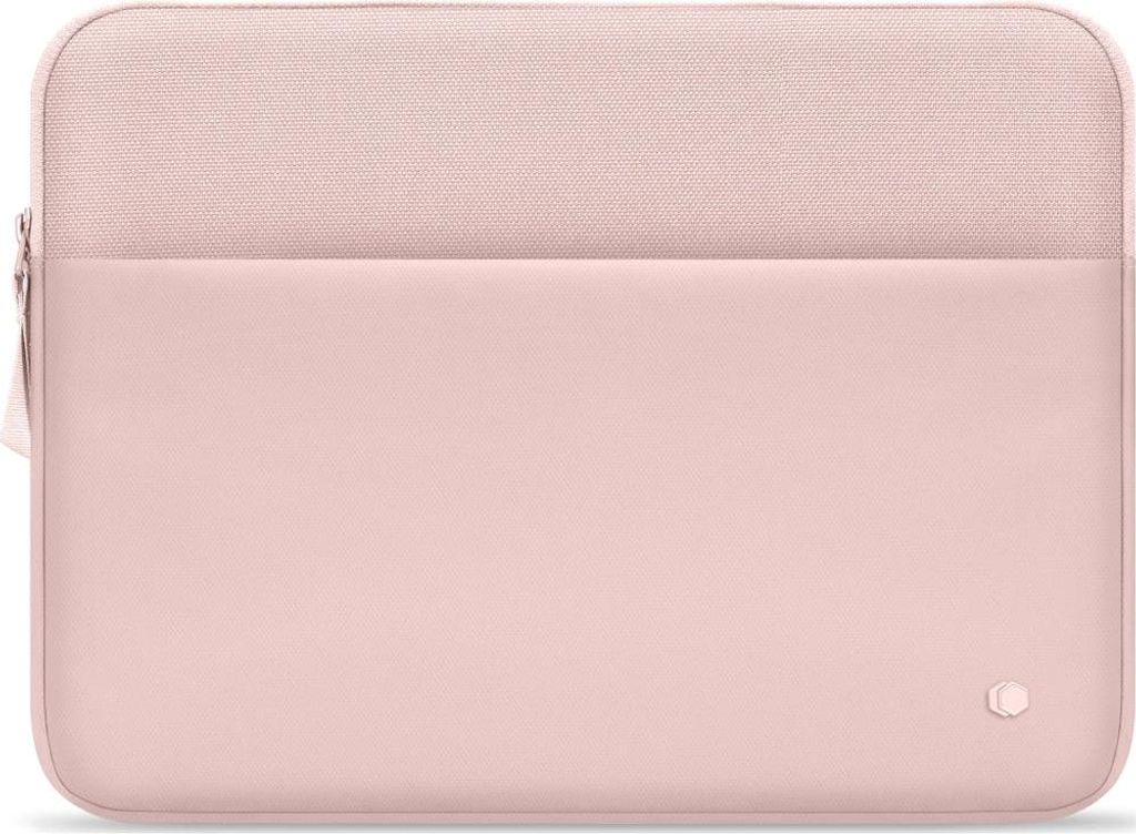 A pink laptop sleeve is shown against a white background.