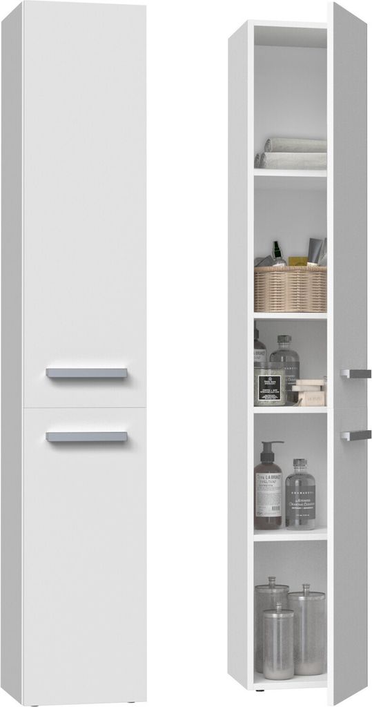 Vysoká koupelnová skříňka ATSO - bílá matná Obrázek produktu 