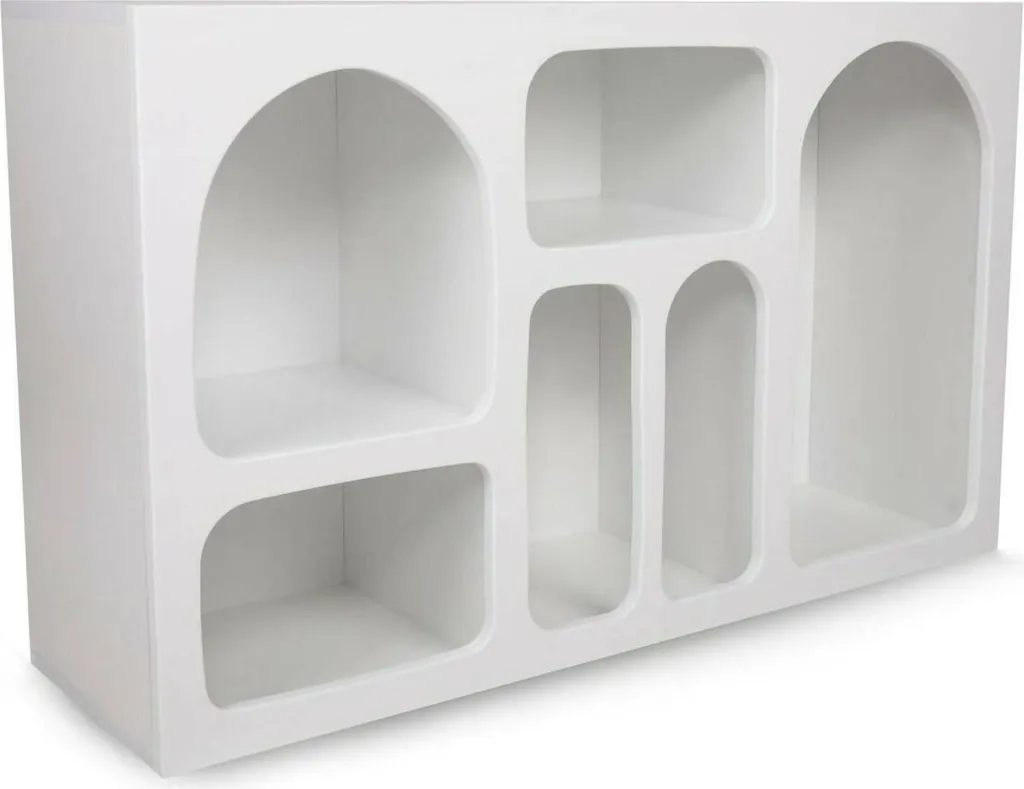 Buffet Blanc Arsène 120 cm : La Solution Gain de Place à 6 Étagères