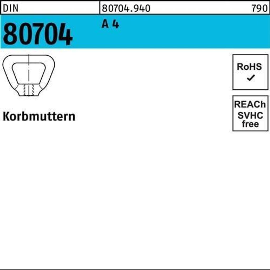 Reyher Korbmuttern DIN 80704 A 4 M 12 A 4 (1 Stück)