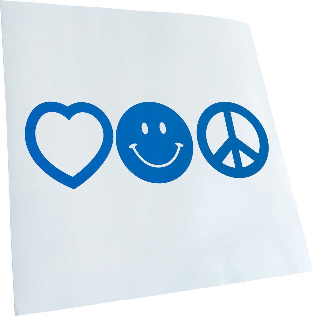 Kiwistar - Autoaufkleber - Love Happy Peace - Liebe Glück Frieden Heckscheibe - Aufkleber für Auto Kfz Fahrrad, LKW, Truck Mofa