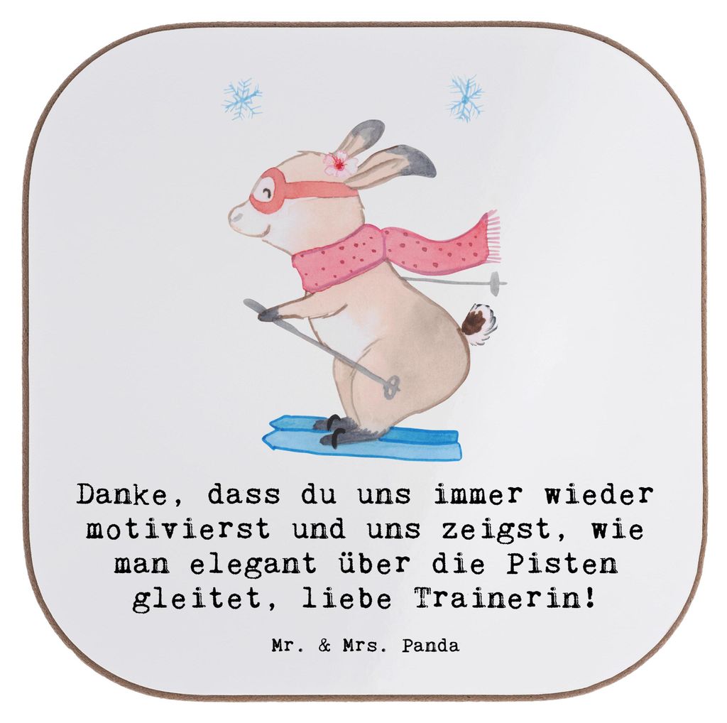 Mr. & Mrs. Panda Untersetzer Glas Skifahren Trainerin Liebe Produktbild 