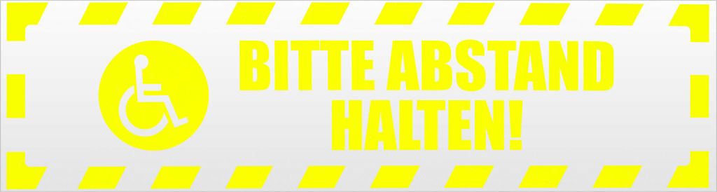 Bitte Abstand halten! Motiv 2 gestreift Magnetschild Schild magnetisch - 30cm Neongelb - Magnetfolie für Auto PKW Kfz