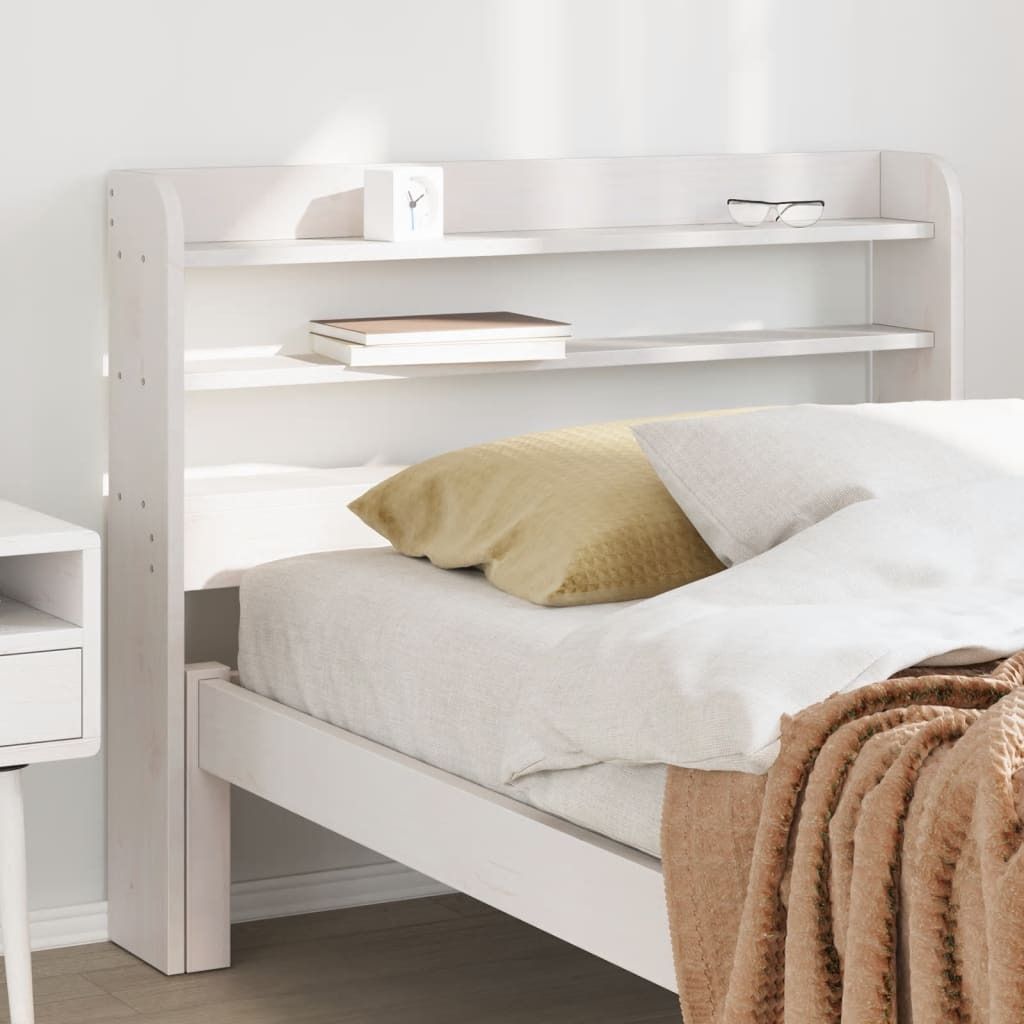 "2026 Promotion" Kopfteil moderne - mit Ablagen Weiß 90 cm Massivholz Kiefer - Bettkopfteil CC30849