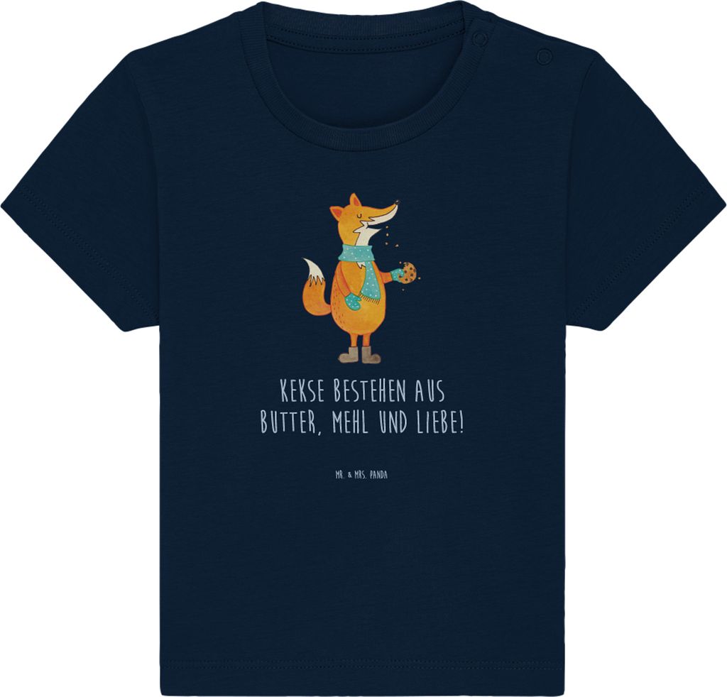 Mr. & Mrs. Panda Babyshirt Fuchs Keks 6. - 12. Monat - French Navy - Geschenk, Kekse, T-Shirt Baby, Liebe, Weihnachtlich, Winter, Kinder Shirt, , K...