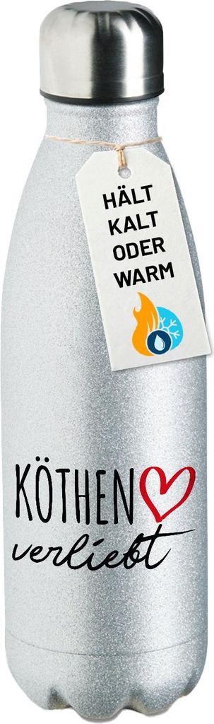 Huuraa Trinkflasche Köthen Anhalt verliebt 500ml Silver Edelstahl Wasserflasche Trinkflasche Geschenkidee