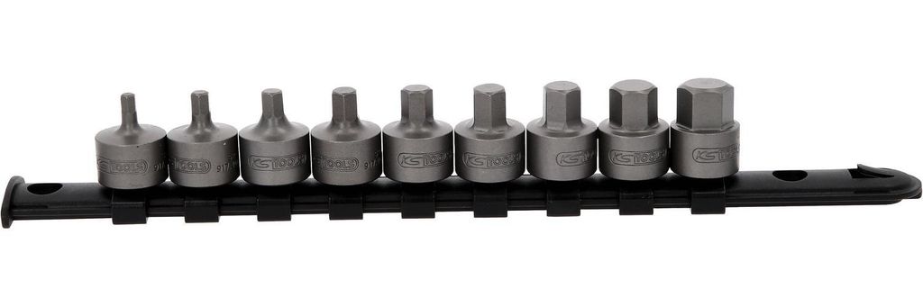KS Tools 3/8" Bit-Stecknuss-Satz Innensechskant, kurz, 9-tlg, 4-14mm, 917.4000