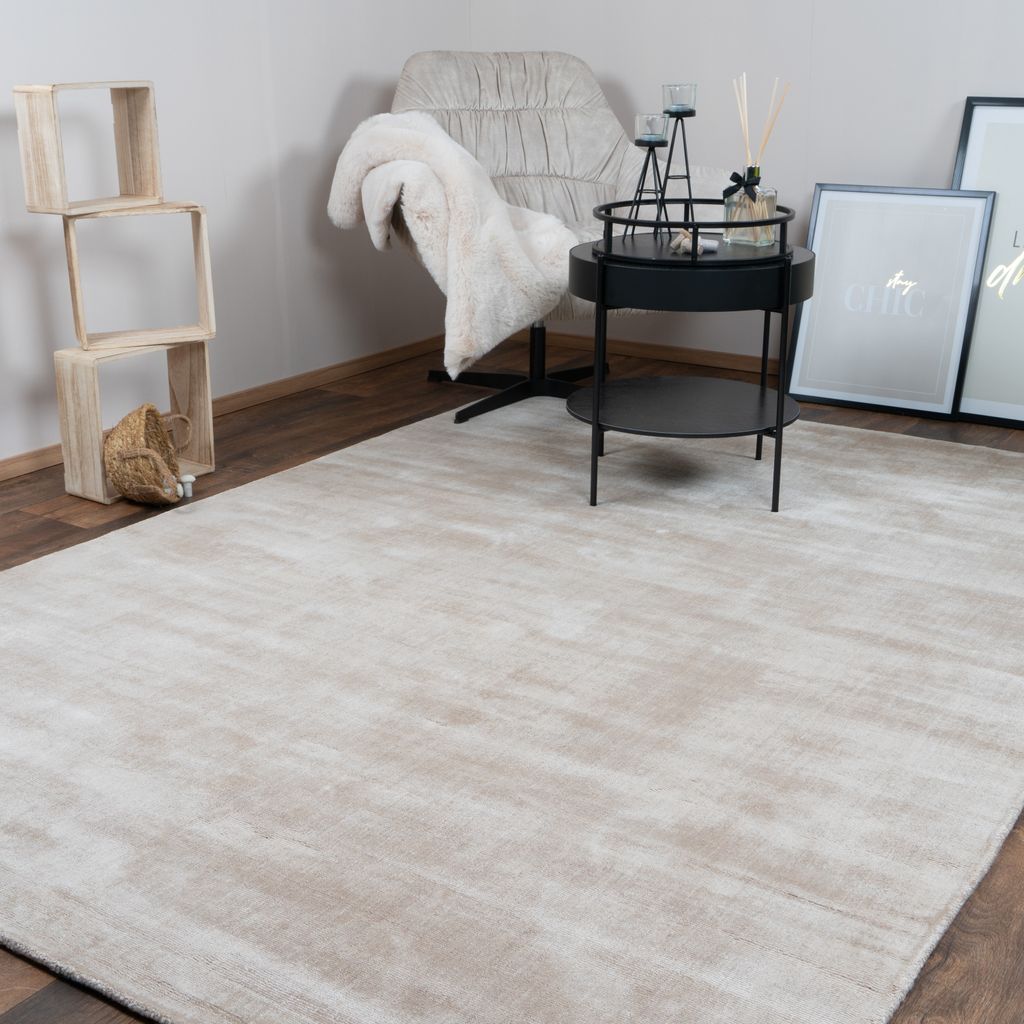 CONSILIO CONCEPT 80 x 150 Teppich Wohnzimmer Beige Nobel Seidenglanz Viskose moderner weich soft luxus