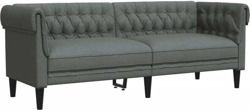 Chesterfield-Sofa 3-Sitzer Dunkelgrau Stoff