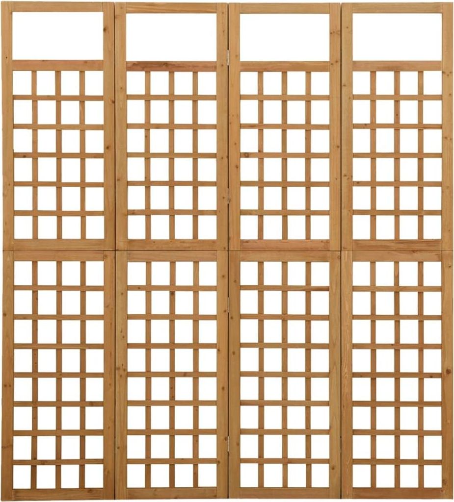 vidaXL Spalier/Paravent 4-teilig Massivholz Tanne 161x180 cm