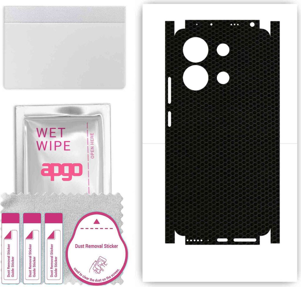 apgo Rückseite + Seiten Schutzfolie, Skin, kompatibel mit Xiaomi Redmi Note 13 4G, Hinten Displayschutzfolie aus Vinylfolie, kratzfest, einfache M...