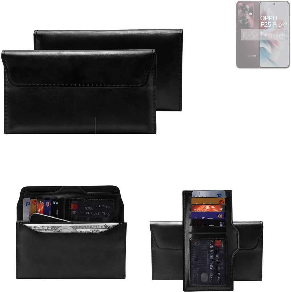 K-S-Trade Handy Hülle kompatibel mit Oppo F25 Pro 5G Schutz Hülle Tasche Schutz Case Handytasche Kunstleder schwarz, 1x