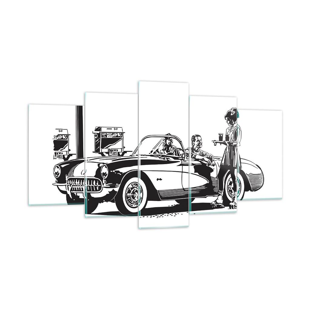 Bilder auf glas - Bar Auto Straße - 160x85cm - Glasbilder - Wandbilder - Kunstdruck - zum Aufhängen bereit - Wanddekoration aus Glas - Glas Bilde...