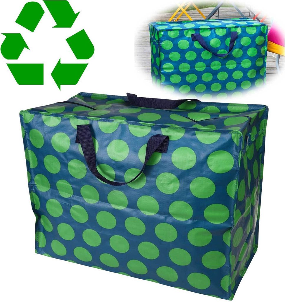 LS-LebenStil XXL Jumbo Bag Green Spotlight 55cm ️ Recycled faltbar Einkaufstasche Unterbettkommode Aufbewahrungstasche Kleidung Bettdecken Kissen