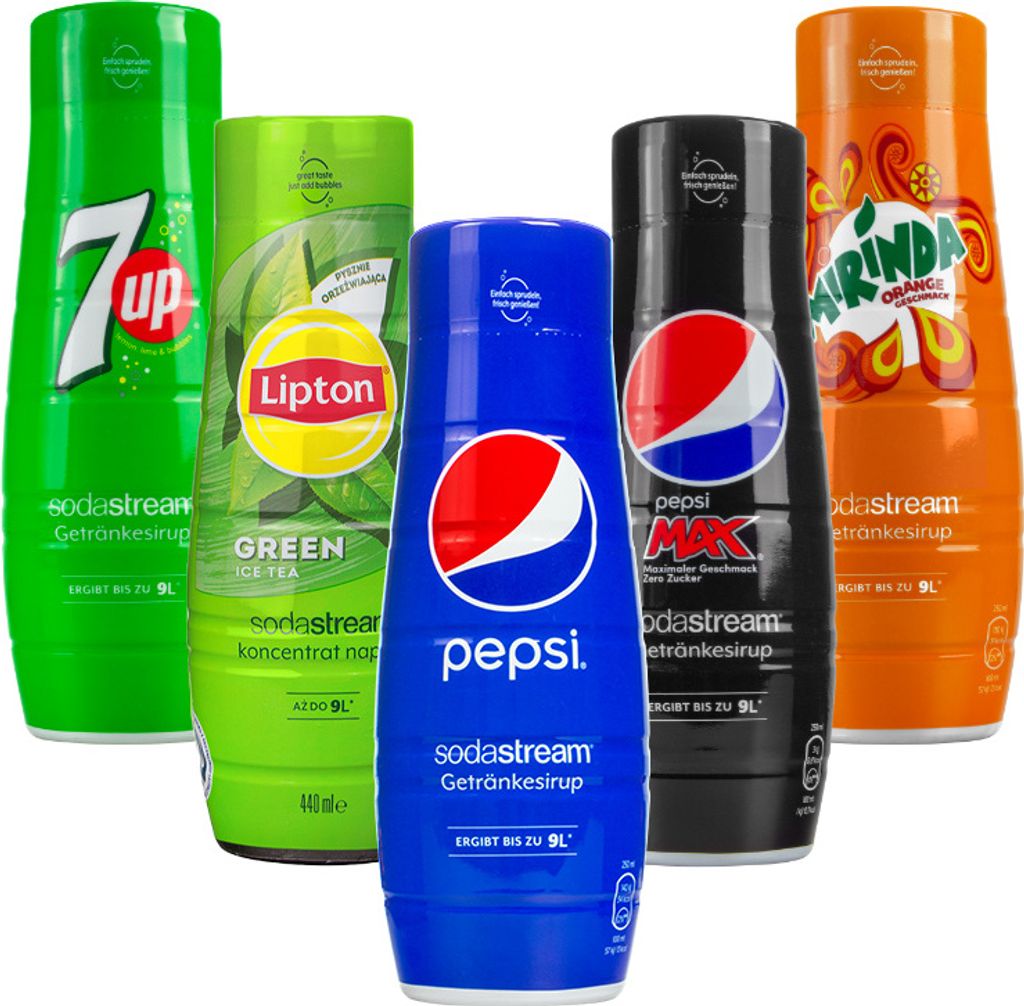 Sodastream Sirup Set 5x 440ml Pepsi 7UP Mirinda Lipton Produktbild 