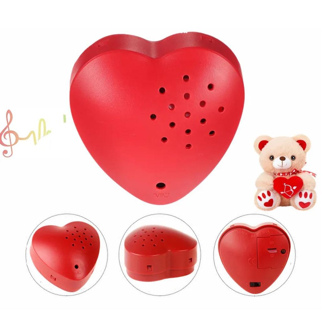 20PCS Plüschspielzeug-Sprachrekorder mit 30-Sekunden Aufnahme, roter Herz-Button zum Aufnehmen von Nachrichten für Kuscheltiere, Decken, Kissen
