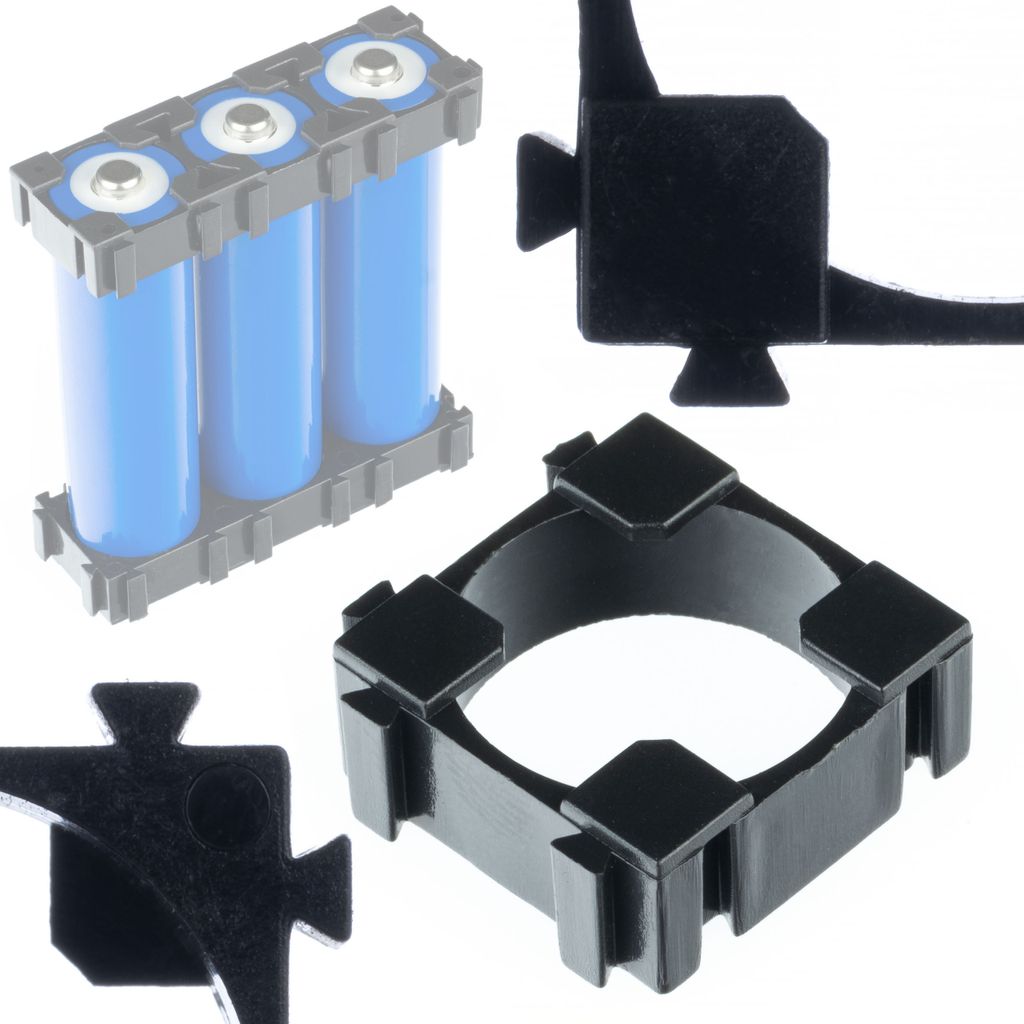 Rosfix Gehäuse 1x1 für 18650 Akku – Kunststoffhalter für Li-Ion Zellen | Modular Steckbar | Präzise Passform | Für Akkupack-Montage