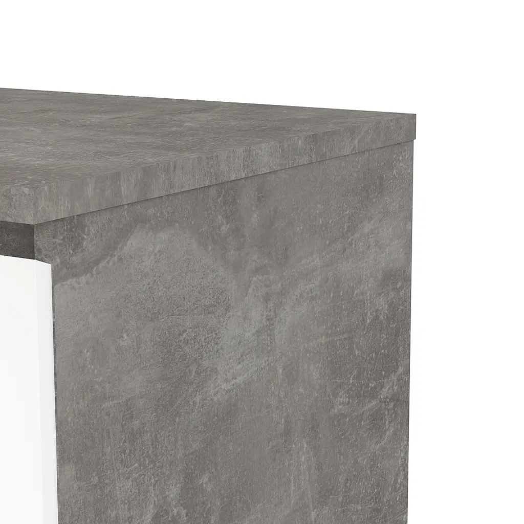 Commode basse Nada 3 tiroirs effet béton et blanc brillant pour salon - 6